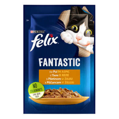 Felix Fantastic – Hrană Umedă pentru Pisici cu Pui în Aspic, 85 g